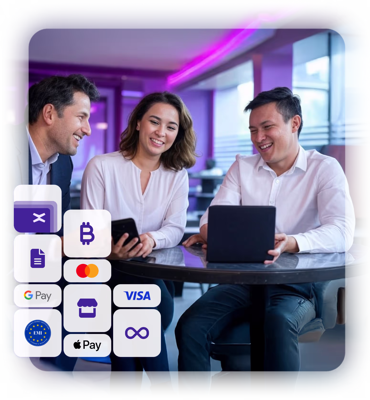A team reviewing payments together on a laptop and phone